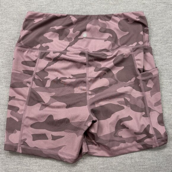 Yogalicious Lux Camo Print High-Waisted Biker Shorts Size Large Pink Athletic - Picture 2 of 11